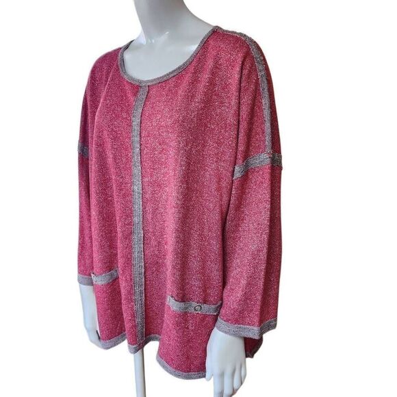 Multiple Red & Gray Long Sleeve Top (1X) - Picture 1 of 5